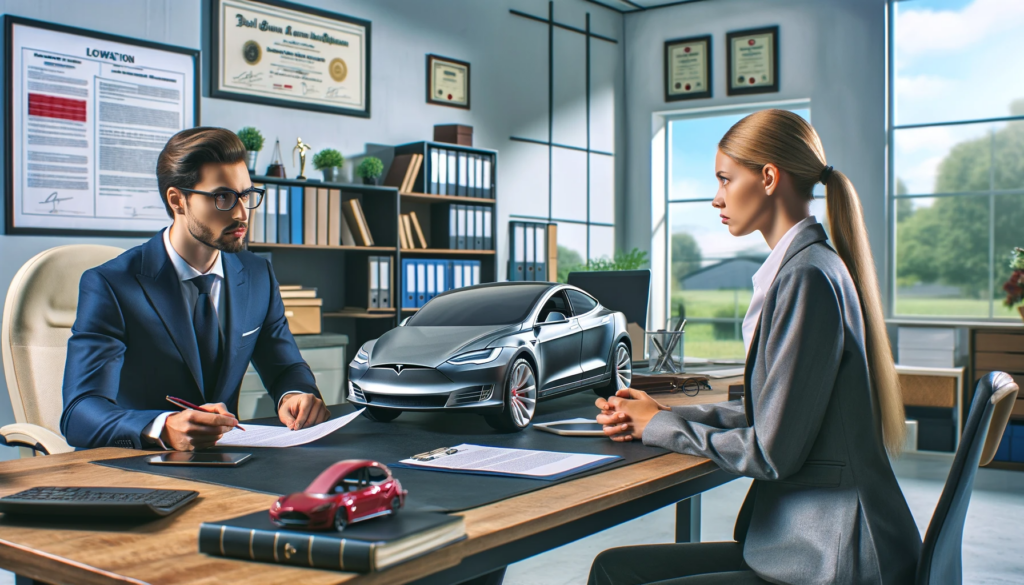 A consultation between a Tesla Lemon Law Lawyer and a female client